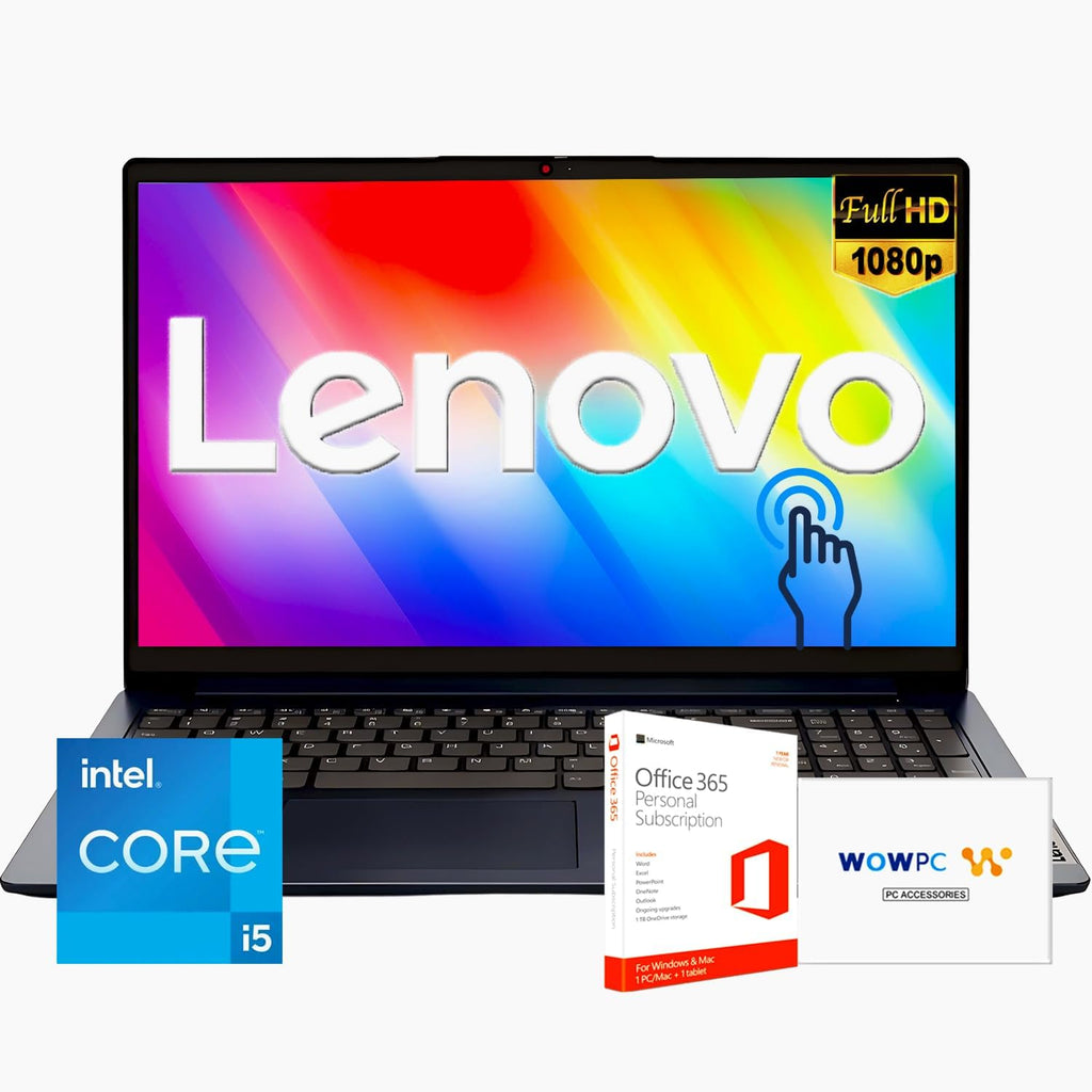 Lenovo 15.6' FHD Touchscreen Laptop Newly Thanksgiving Edition, Powerful Intel Core i5-1335U Processor (Beats i7-1255U), 16GB RAM, 512GB SSD, Windows 11 Pro with Microsoft Office, WOWPC USB