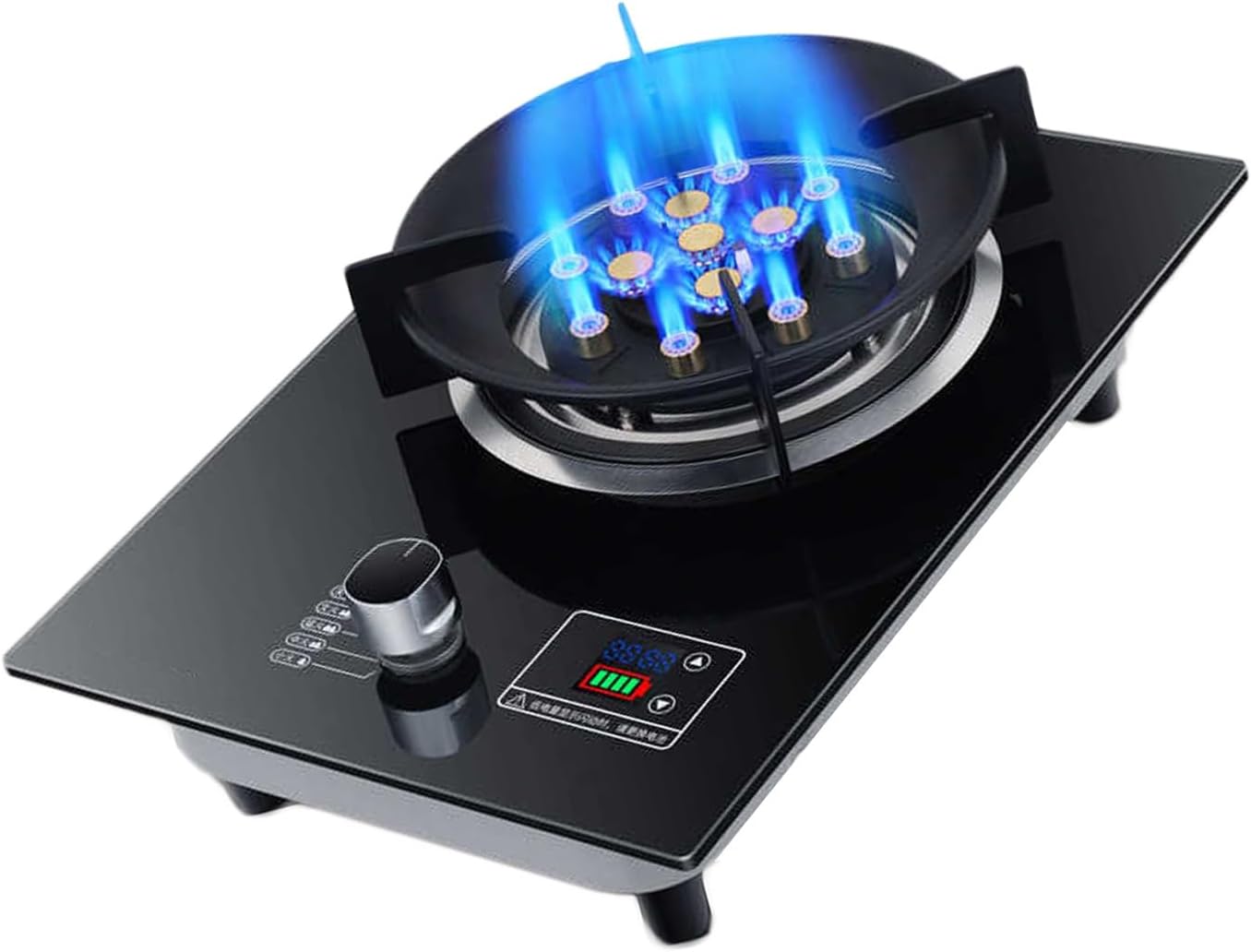 Gas Cooktop,Gas Cooker 1 Burner,9.0KW Nine-Cavity High-fire Timer,Gas/LP Gas Conversion Stove,with Flameout Protection,for Home Kitchen(NG)