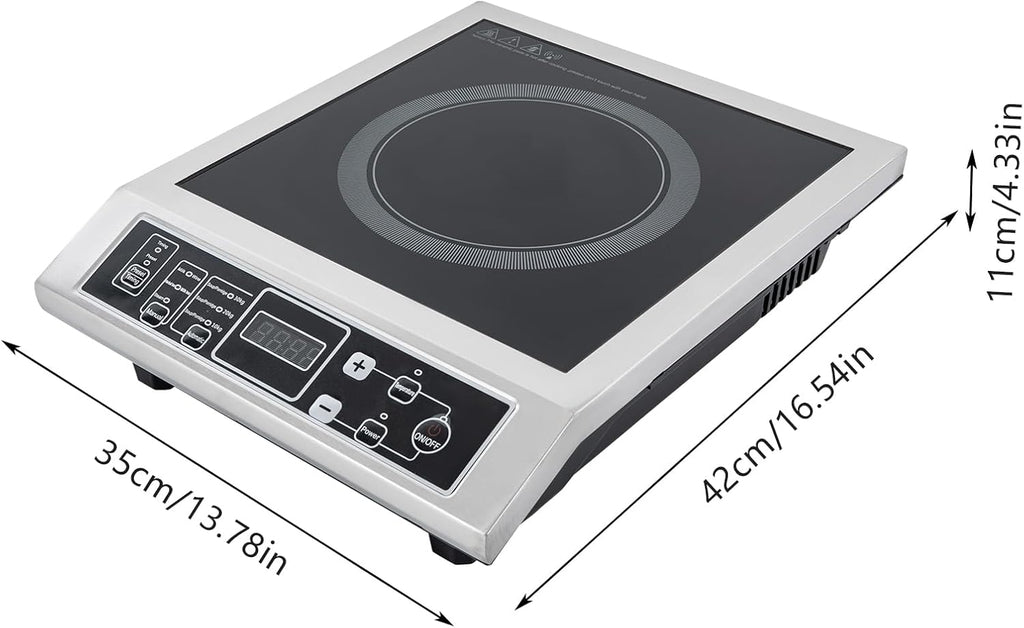 3500W/110V Commercial Induction Cooktop, 8 Power/Temp LevelsProfessional Portable Countertop Burner Stainless Steel Burner Induction Cooktop with Timer Temperature Control for Restaurant Home