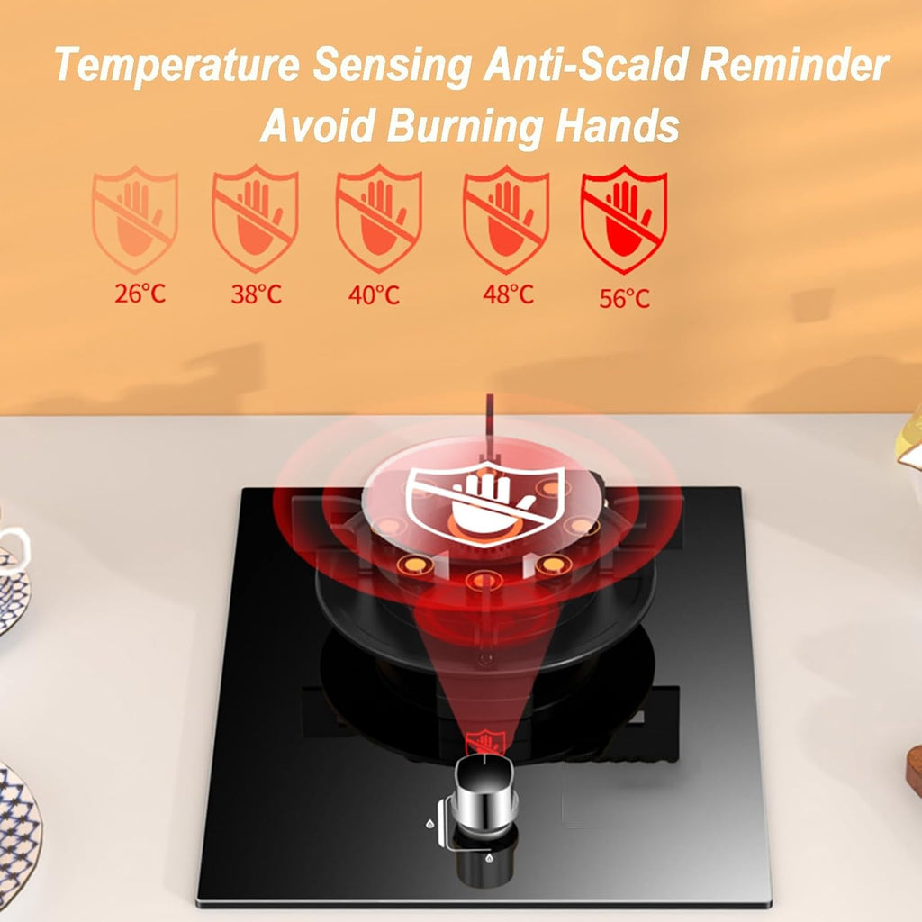 Gas Stove 1 Burner,5.2KW Natural Gas/Liquefied Gas Conversion Stove,Tempered Glass All-Copper Pot Rack,Flip-Top Burner Design,with Safety Flameout Device(LPG)