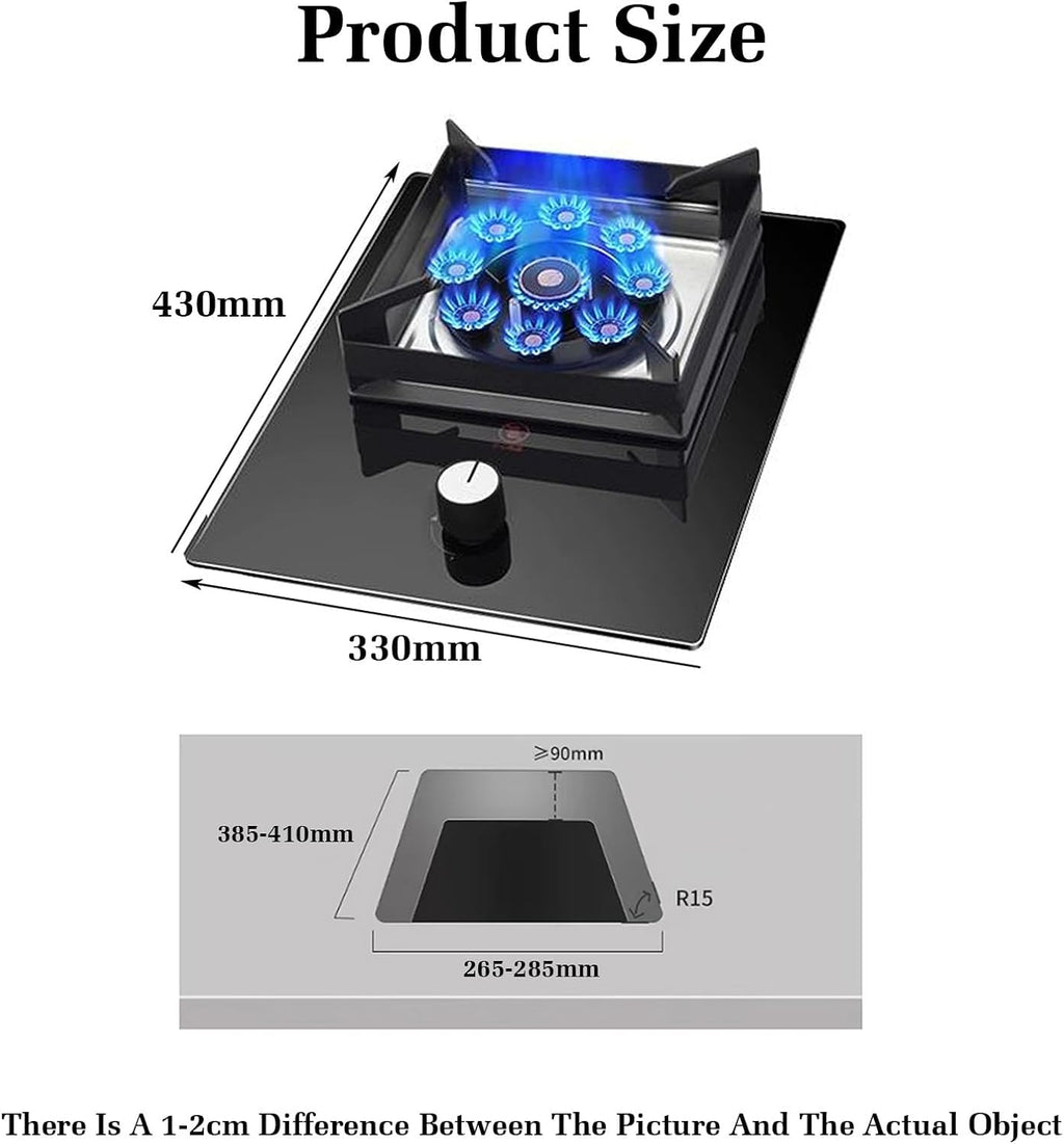 Gas Stove with 1 Burner,5.2KW Camping Gas Cooker,Kitchen Counter Top Stove,Tempered Glass Cast Iron Pot Rack,with Flameout Protection,for Home Kitchen(LPG)