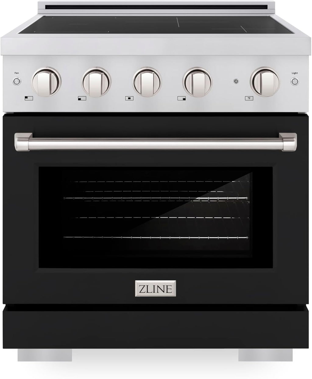 ZLINE 30 in. 4.2 cu. ft. Paramount Induction Range with 4 Element Cooktop and Electric Convection Oven in Stainless Steel with Black Matte Door (SINR-BLM-30)