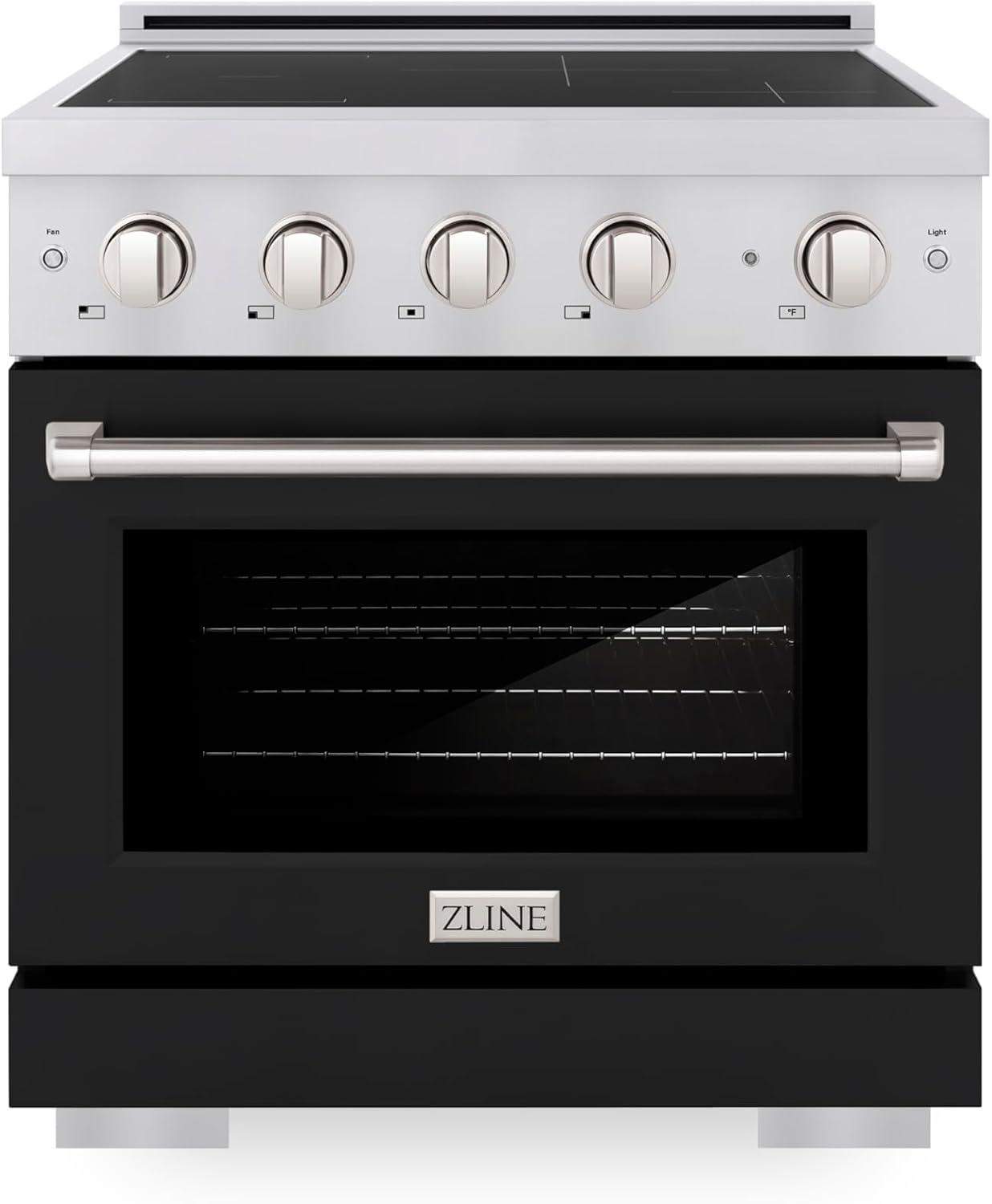 ZLINE 30 in. 4.2 cu. ft. Paramount Induction Range with 4 Element Cooktop and Electric Convection Oven in Stainless Steel with Black Matte Door (SINR-BLM-30)