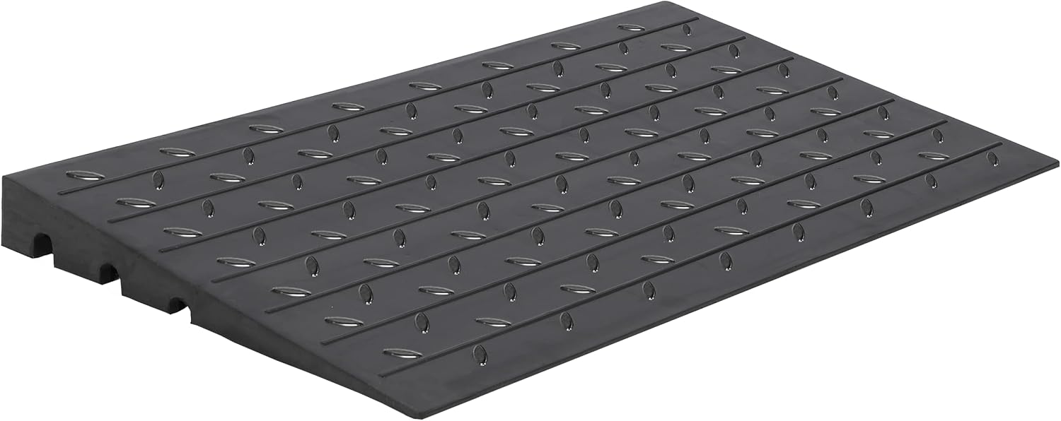 4' Rubber Threshold Ramp, Ramp for Wheelchair, Scooter, Doorway Ramp, Wheelchair Ramp Rubber, Driveway Curb Ramps, Handicap Ramps for Home Entry, Steps, Doorways, Curbs with 3 Channels Cord Cover