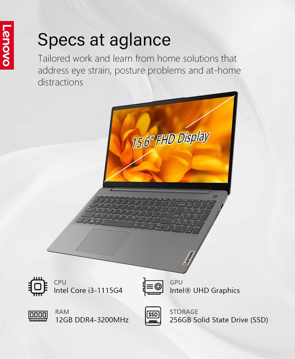 Lenovo 2023 Ideapad 3i Laptop, 15.6' FHD Touchscreen, 11th Gen Intel Core i3-1115G4 Processor, 12GB DDR4 RAM, 256GB SSD, HDMI, Webcam, Wi-Fi6, Bluetooth, Win11, Arctic Grey, W/GaLiMu