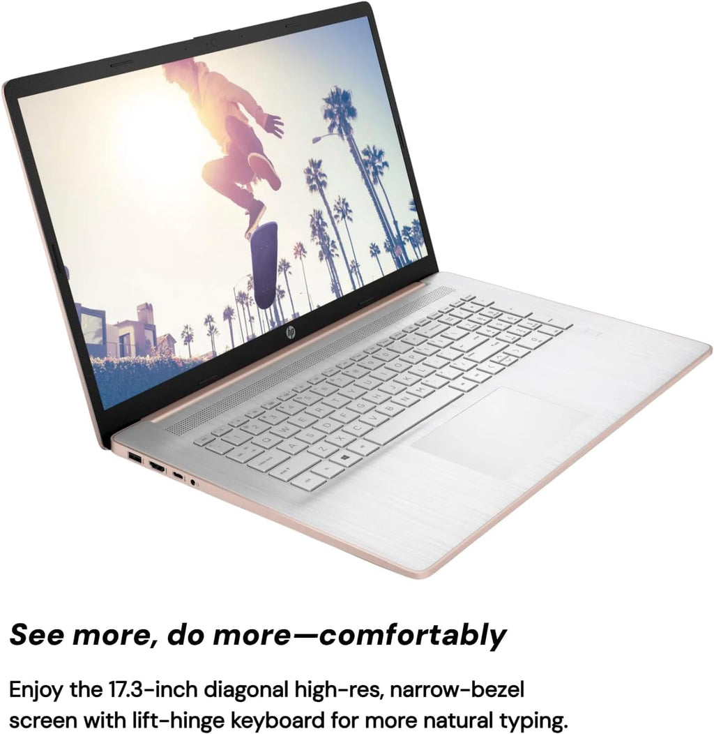 HP 17 Laptop Computer for Business and Students, 17.3' HD+ Display, Intel 10-Core i5-1334U,Windows 11 Pro, Numeric Keypad,Rosegold (32GB RAM | 1TB SSD)