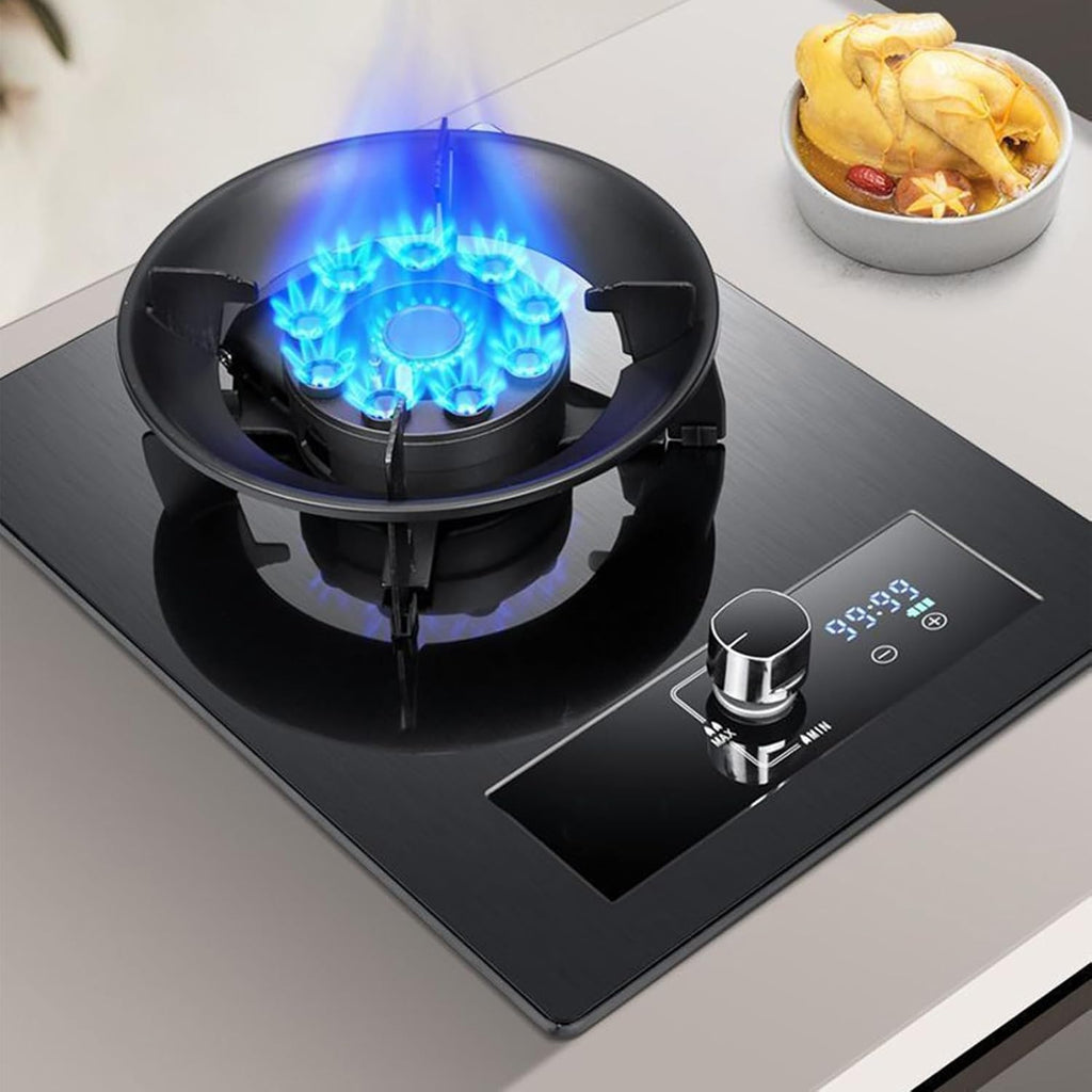 Gas Stove 1 Burner,5.2KW Gas Stove,Gas/LP Gas Conversion Stove,Tempered Glass Cast Iron Pot Rack,with Flameout Protection,for Home Kitchen(LPG)