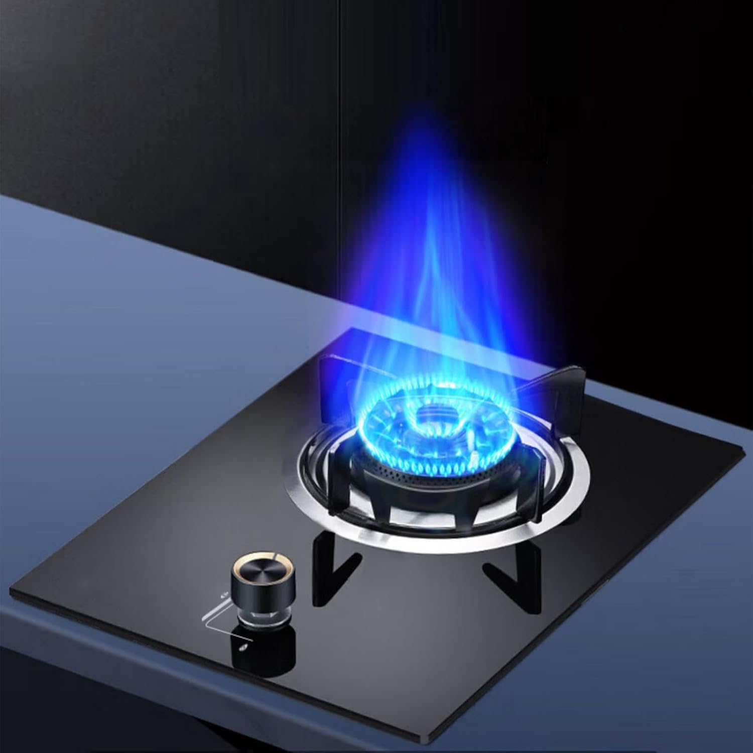 Gas Stove Single Burner,5.2KW Tempered Glass Stove,NG/LPG Conversion Stove,Desktop Embedded Dual-purposewith Flameout Protection(NG)
