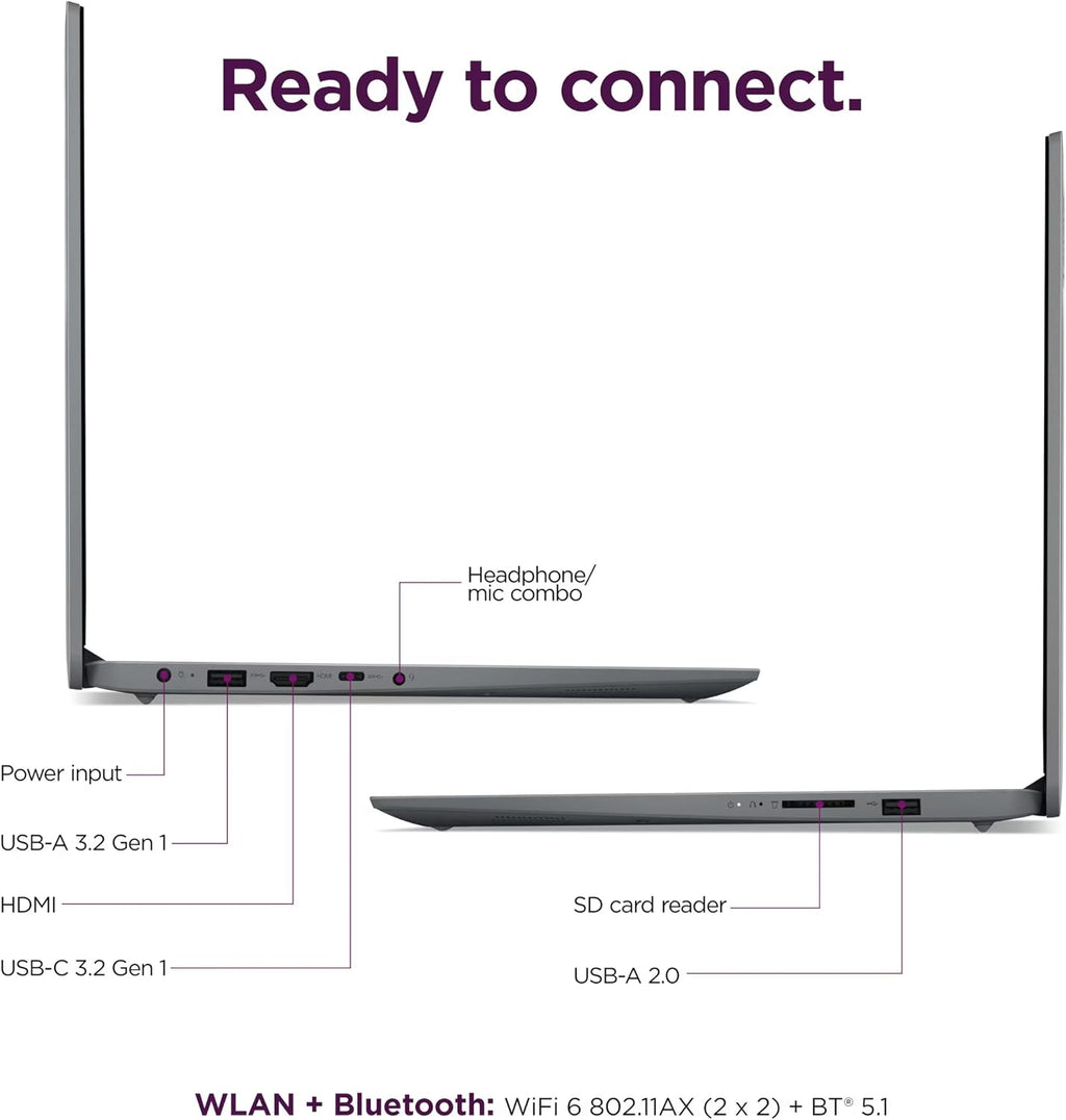 Lenovo IdeaPad 1i 15.6' FHD Laptop, Intel Core i5-1335U, 16GB RAM, 1TB SSD, Windows 11 Pro, Lifetime MS Office • Copilot AI, w/External DVD Drive, Long Battery Life, Wi-Fi 6, Dolby Audio, Cloud Gray