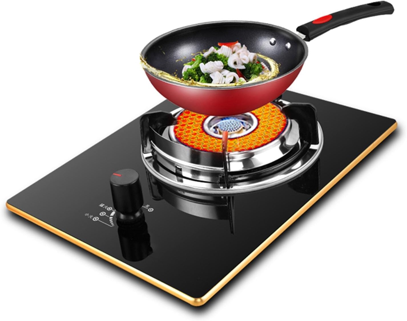 Gas Stove Single Burner,5.2KW Kitchen Counter Top Stove,Gas/LP Gas Conversion Stove,with Accidental Flameout Protection Device,for Home Kitchen(NG)
