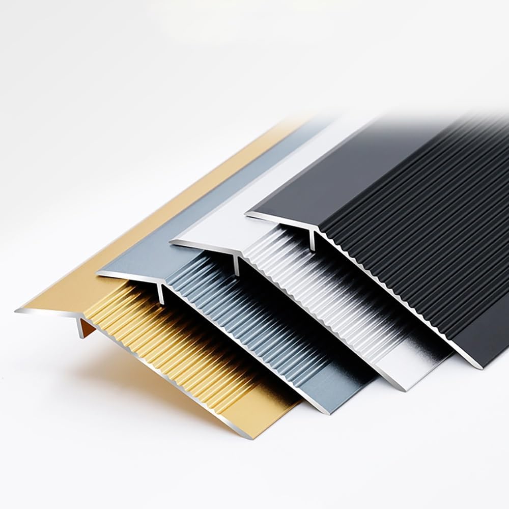 4 Inch Floor Transition Strip Threshold Ramp Aluminum 35'' Door Threshold Ramp Decorations of The Edge of Carpet/laminate AntiStumbling(Black,5pcs)