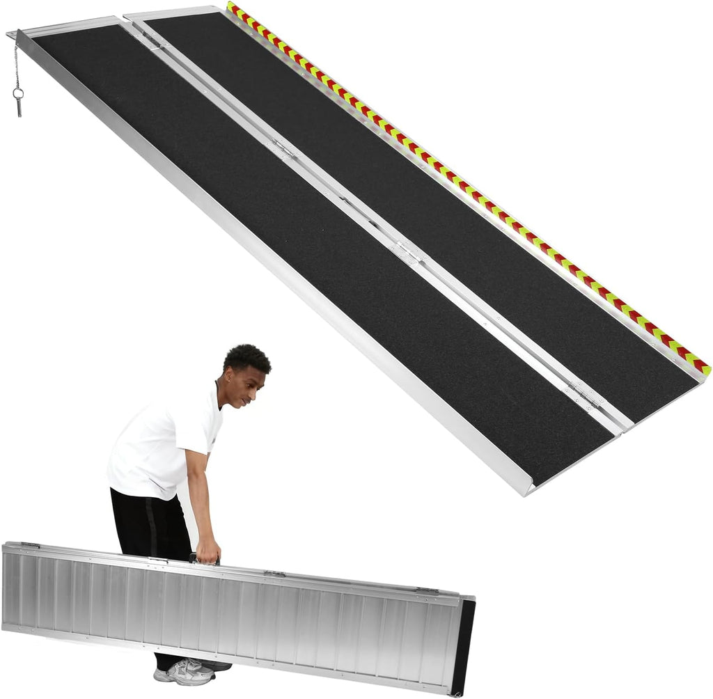 Generic Portable Wheelchair Ramp Aluminum Folding Handicap Ramp Door Threshold Wheelchair Ramp for Home Steps Stairs Entry Threshold Doorways