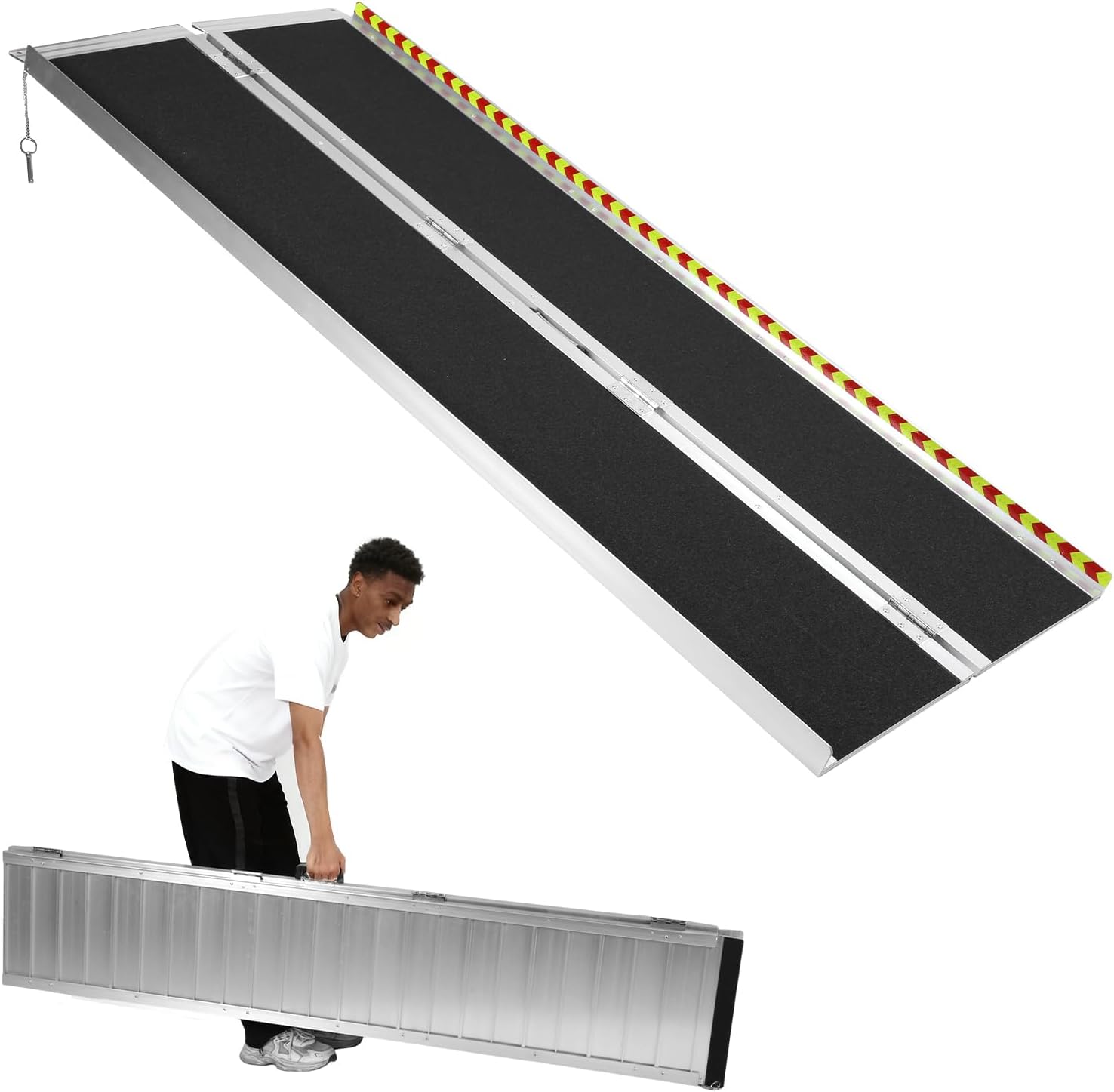 Generic Portable Wheelchair Ramp Aluminum Folding Handicap Ramp Door Threshold Wheelchair Ramp for Home Steps Stairs Entry Threshold Doorways