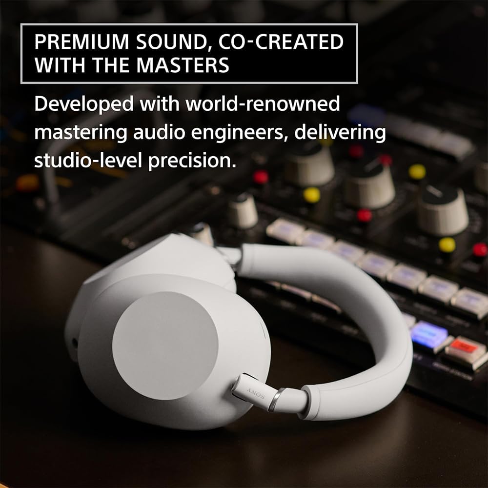 Sony WH-1000XM6/S Best Wireless Noise Canceling Headphones Platinum Silver Bundle with Deco Gear Wood Headphone Display Stand Secure Tabletop Holder/Gaming Headset Hanger