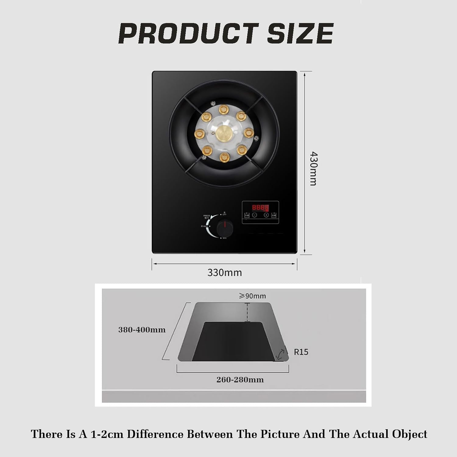 Gas Cooker 1 Burner,Tempered Glass Cooktop 5.2KW,Timer (Independent Both Sides),Accidental Flameout Protection Device,NG/LPG Gas Conversion(NG)
