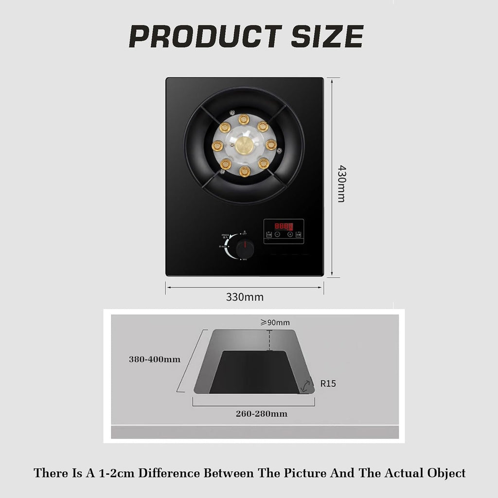 Gas Cooker 1 Burner,Tempered Glass Cooktop 5.2KW,Timer (Independent Both Sides),Accidental Flameout Protection Device,NG/LPG Gas Conversion(LPG)