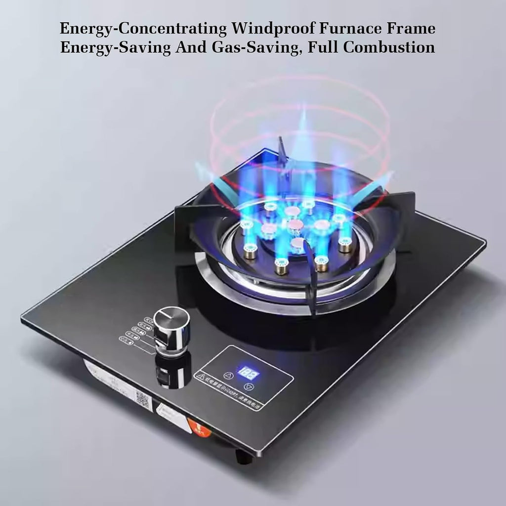 Gas Stove Single Burner,7.2KW Nine-Cavity High-fire Timer,Kitchen Counter Top Stove,with Flameout Protection,for Home Kitchen(LPG)