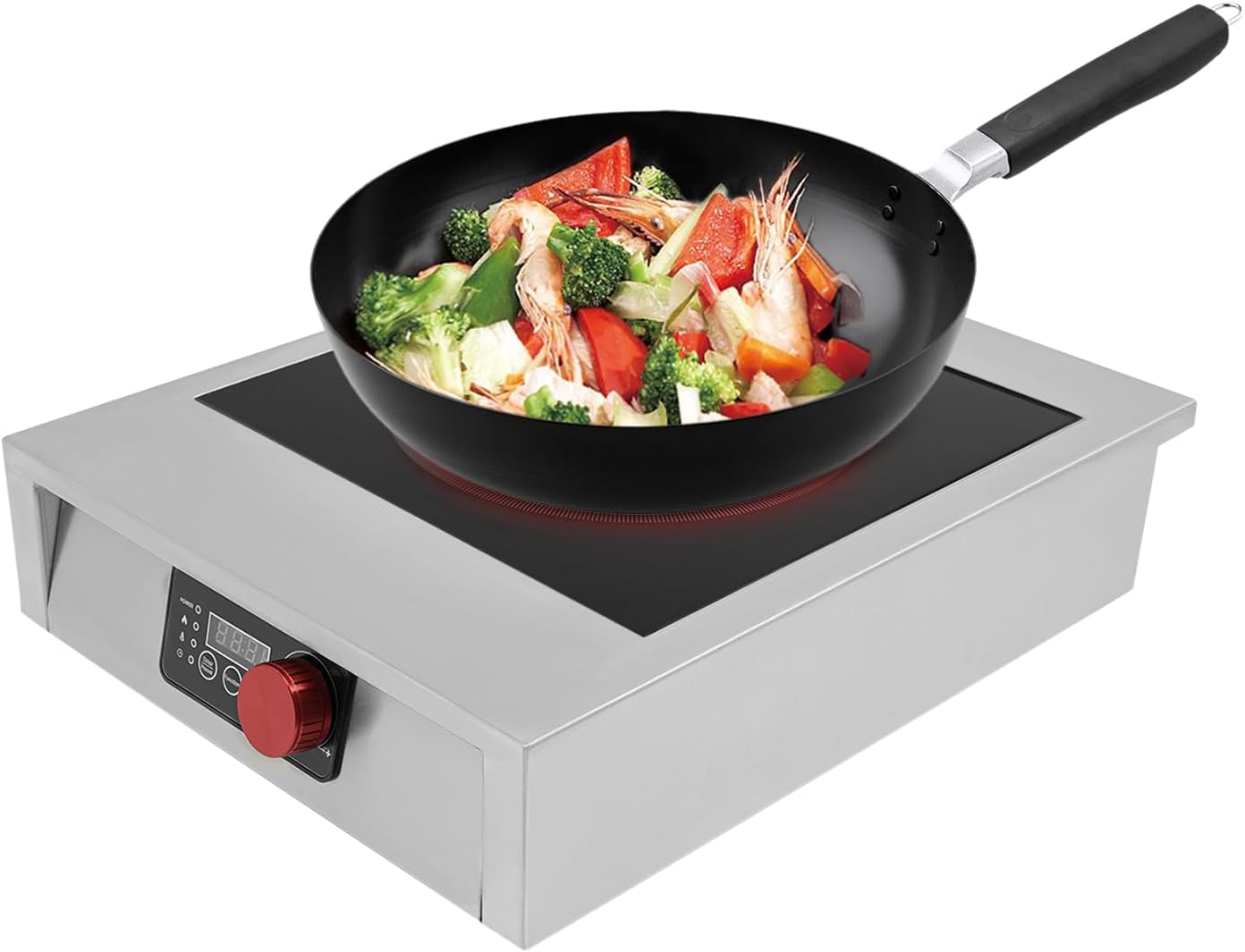 Commercial Induction Cooktop 3500W Portable with LED Display, 12' Cooking Zone & Adjustable Temp 176-572°F for Restaurants, Home Chefs, RV Cooking