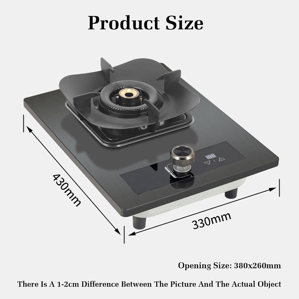 Gas Stove with 1 Burner,5.2KW High-fire Timer,Gas/LP Gas Conversion Stove,Tempered Glass Cast Iron Pot Rack,with Flameout Protection,for Home Kitchen(LPG)
