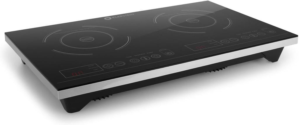 Klarstein VariCook XL - Double Plan de cuisson à Induction, 3100 W : 1300 w ou 1800 W, 10 niveaux de Puissance, Timer, écran LED, commande Tactile, Noir
