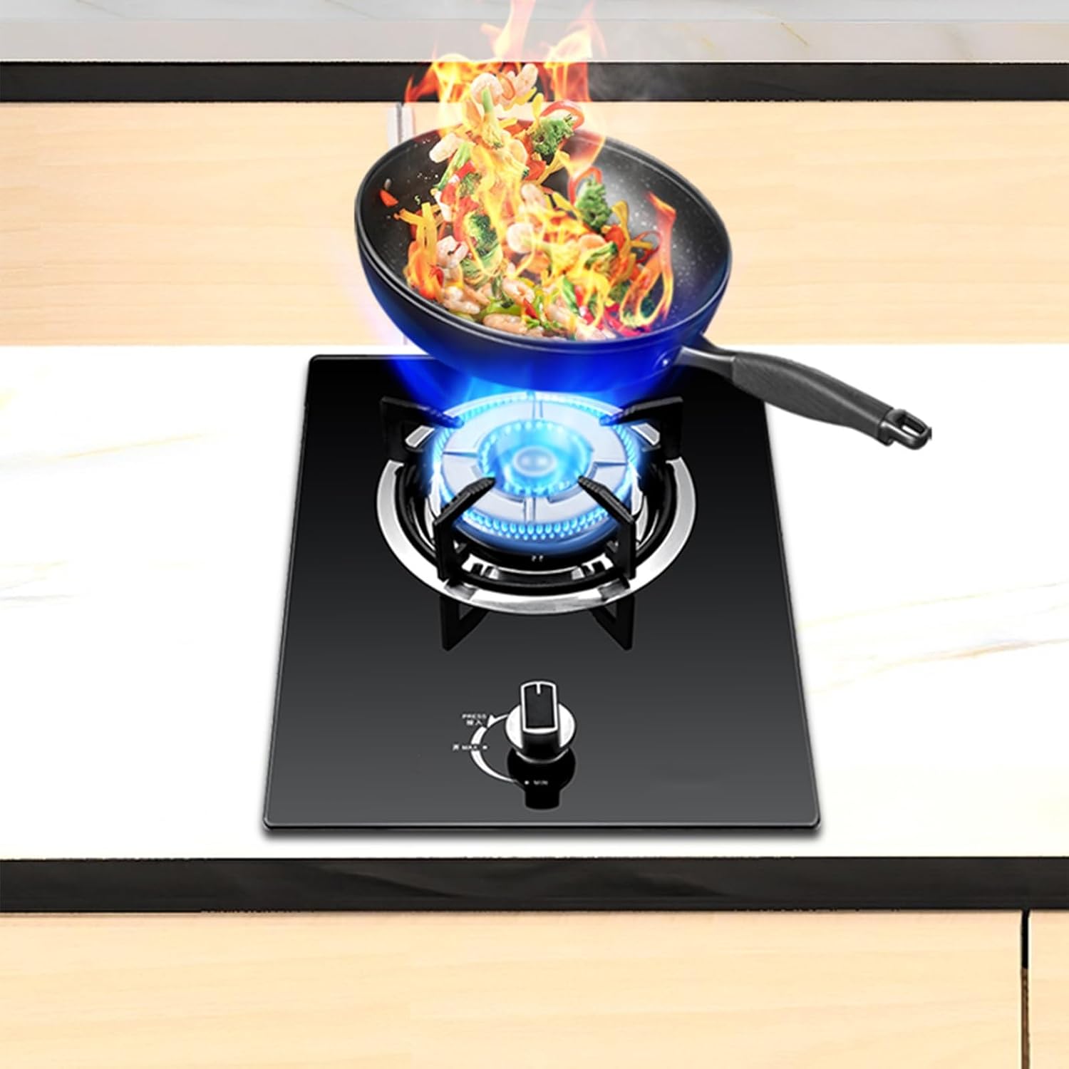 Gas Cooker 1 Burner,4.5KW Gas Stove,Gas/LP Gas Conversion Stove,with Flameout Protection,for Home Kitchen Motor Home Camp(LPG)