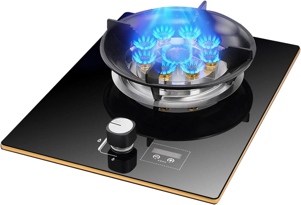 Gas Cooktop 1 Burner, 5.2KW 9-Cavity Timed High Flame, Flame Failure Protection Device and Cast Iron Pot Rack with Flameout Protection Timer, Suitable for Home Kitchens (Size : NG)