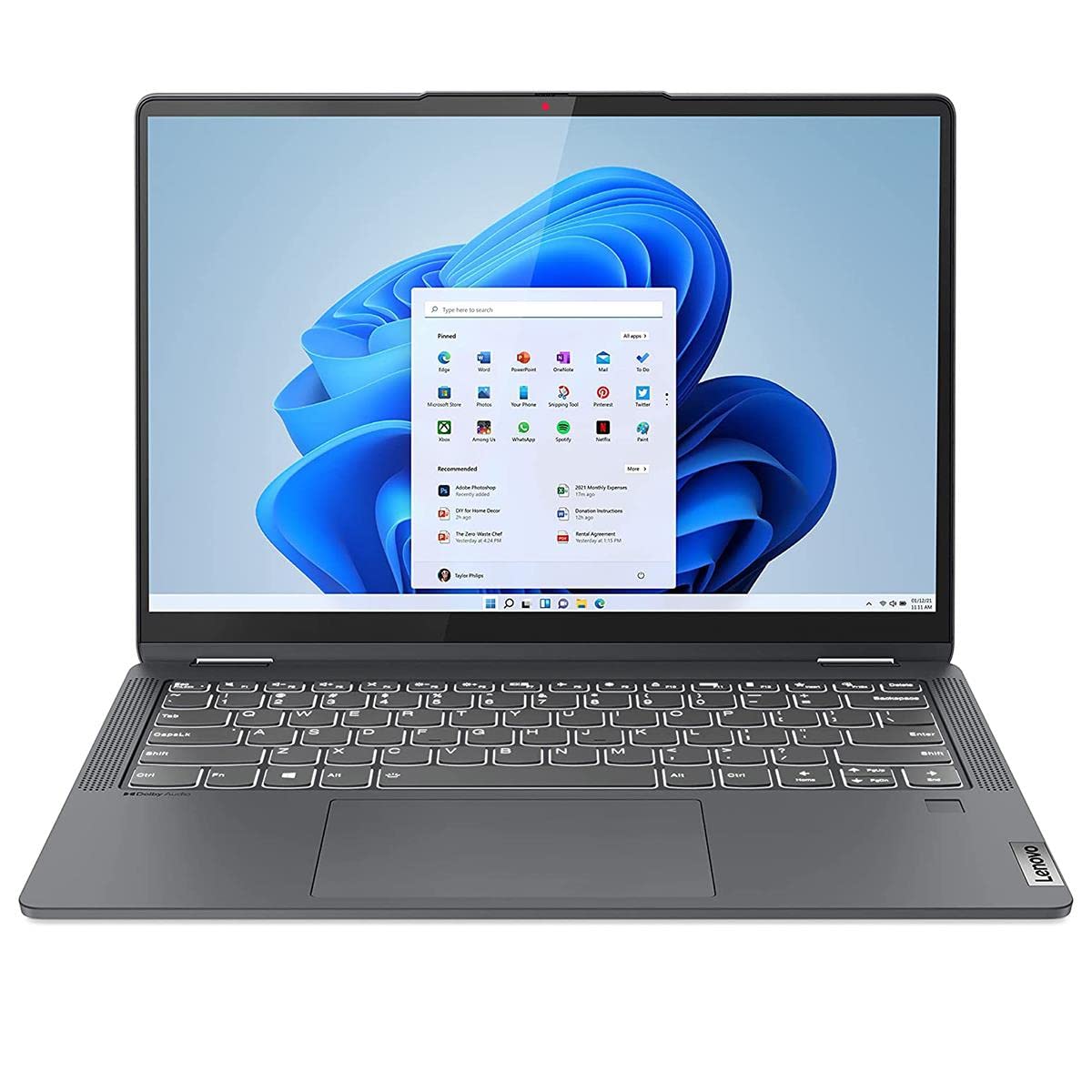 Lenovo Flex 5 Laptop, 14.0' FHD Touch Display, AMD Ryzen 5 5500U, 16GB RAM, 512GB Storage, AMD Radeon Graphics, Windows 11 Home, Storm Grey