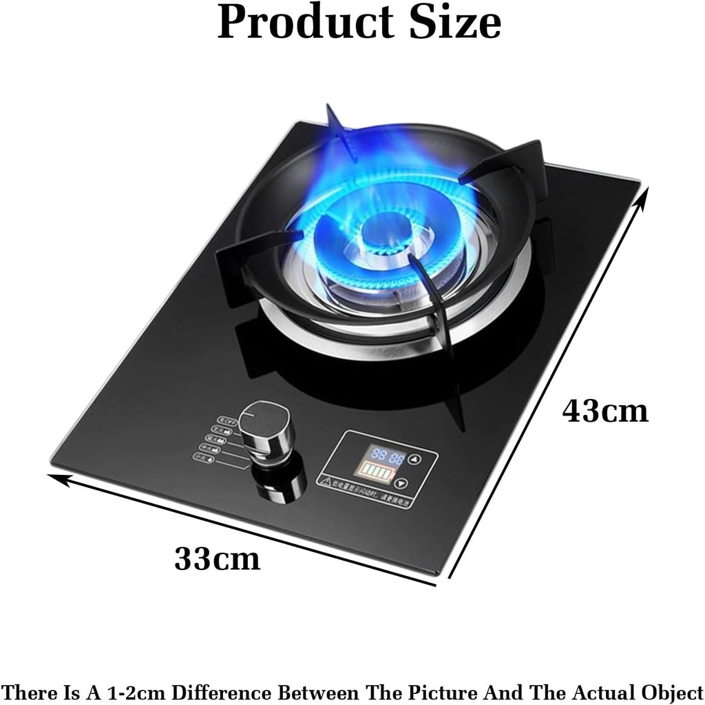 Gas Cooker 1 Burner,5.2KW High-fire Timer,Gas/LP Gas Conversion Stove,with Flameout Protection,for Home Kitchen Motor Home Camp(LPG)