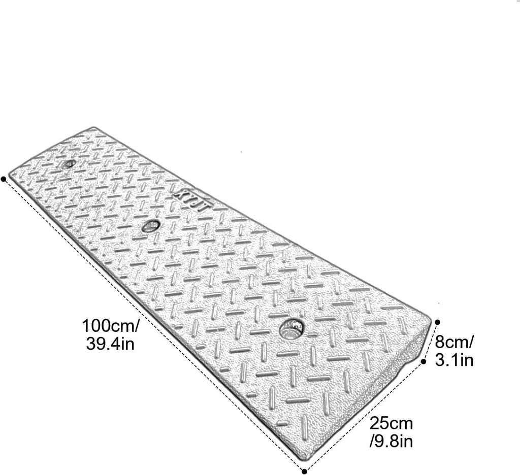 Rubber Curb Ramps for Driveway, Threshold Ramps for Doorways, 3t/6613lb, Non-Slip, for Wheelchairs, Cars, Sidewalks(9.8x3.1in)