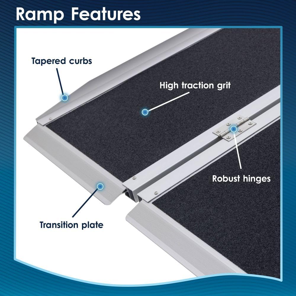 3' Wheelchair Ramp for Home Entry, Folding, Silver Spring