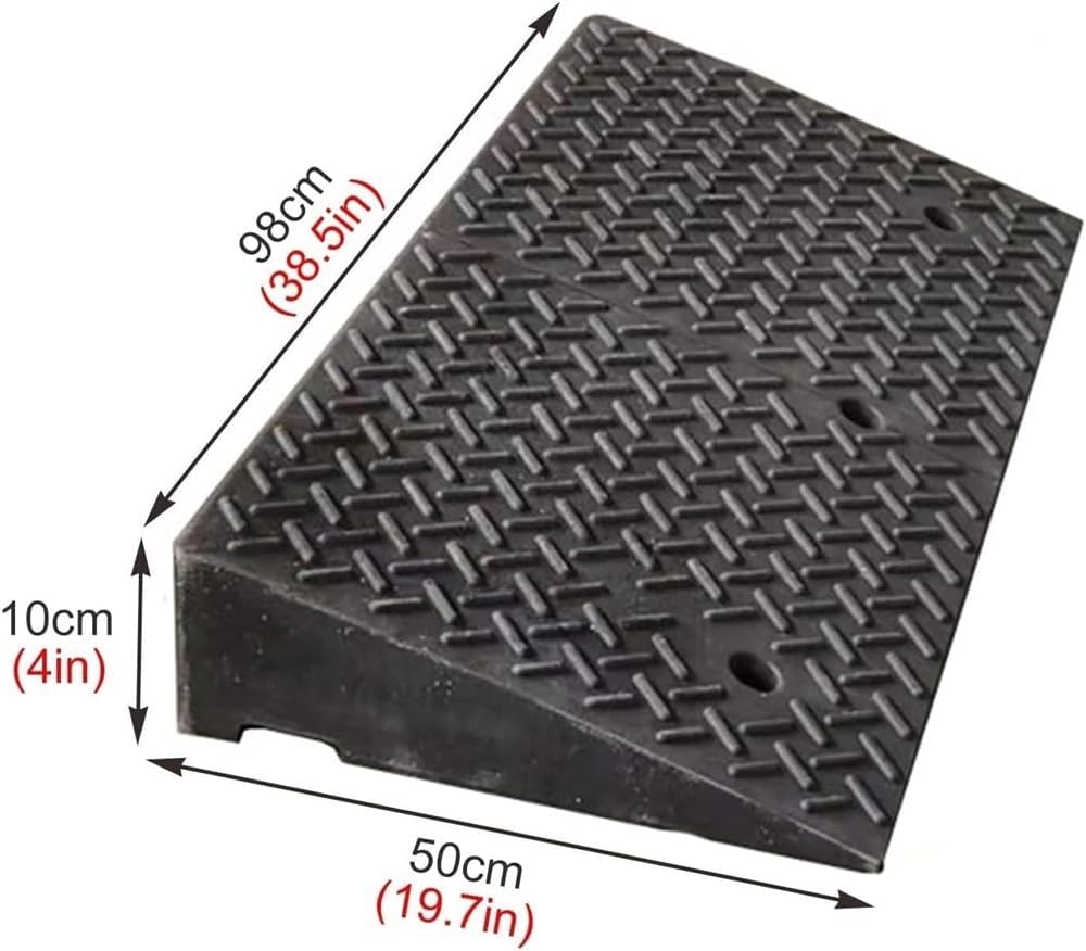 JIUYUEYA Threshold Ramp, Rubber Kerb Ramps,for Driveway, Sidewalk, Wheelchairs and Scooters, Threshold Ramp with Fixing Screws (Size : 10cm/4in)
