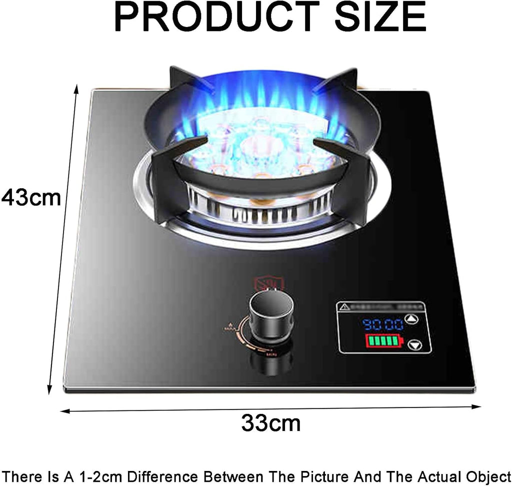 Gas Stove 1 Burner,5.2KW Nine-cavity High-Fire Tempered Glass Gas Stove,Natural Gas/liquefied Gas Conversion Stove,with Safety Flameout Device snd Timer(LPG)