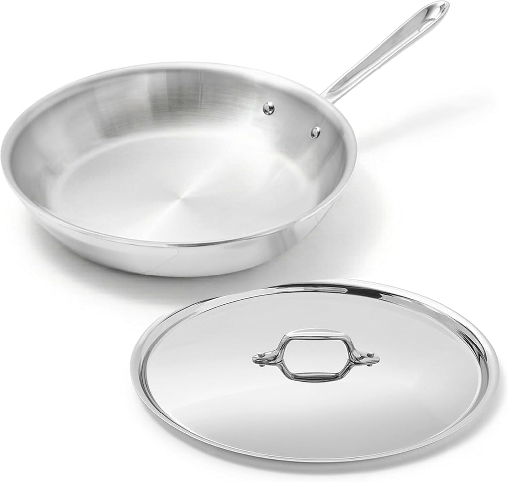 All-Clad D3® Stainless Steel 10 inch Frying Pan Covered- Made in the USA- The Original Bonded Professional Cookware- Oven Safe & Induction Compatible