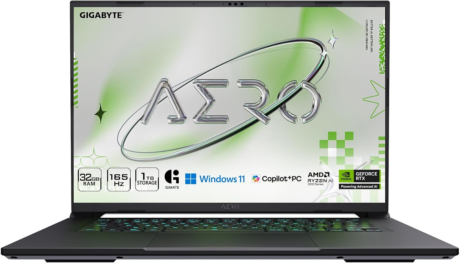 GIGABYTE AERO X16, Copilot+ PC - 165Hz 2560x1600 WQXGA - NVIDIA GeForce RTX 5070 - AMD Ryzen AI 7 350-1TB SSD with 32GB DDR5 RAM - Windows 11 Home - Lunar White