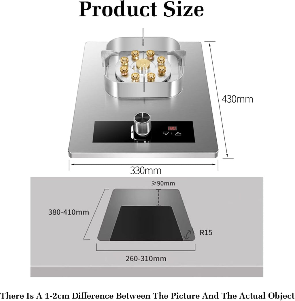 5.2KW Gas Stove,Gas Cooker 1 Burner,Gas/LP Gas Conversion Stove,Tempered Glass Cast Iron Pot Rack,with Flameout Protection,for Home Kitchen(LPG)