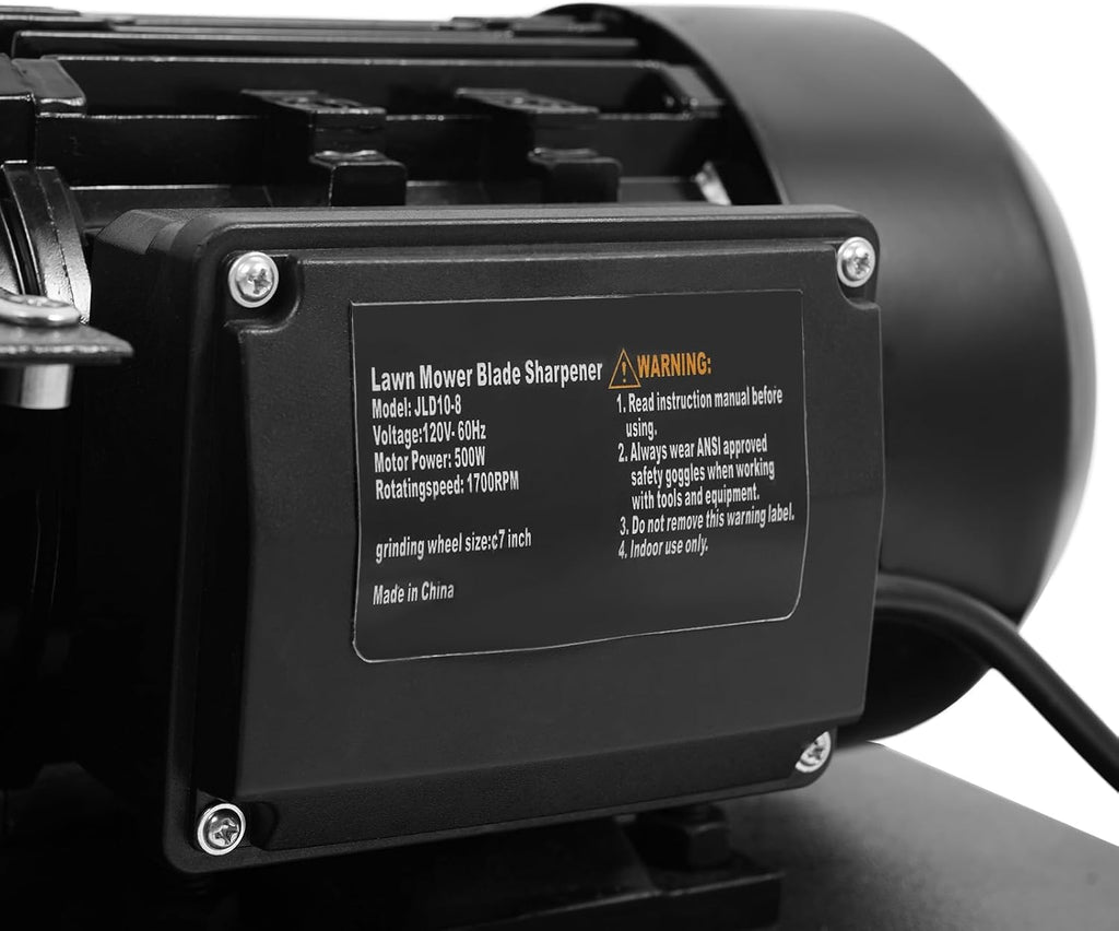 Lawn Mower Blade Sharpener, 2/3HP 500W Electric Fast Mower Blade Grinder with 7in Grinding Wheel, 1700 RPM Motor for High/Low Lift, Gator, Flat Blades, 120V US Plug