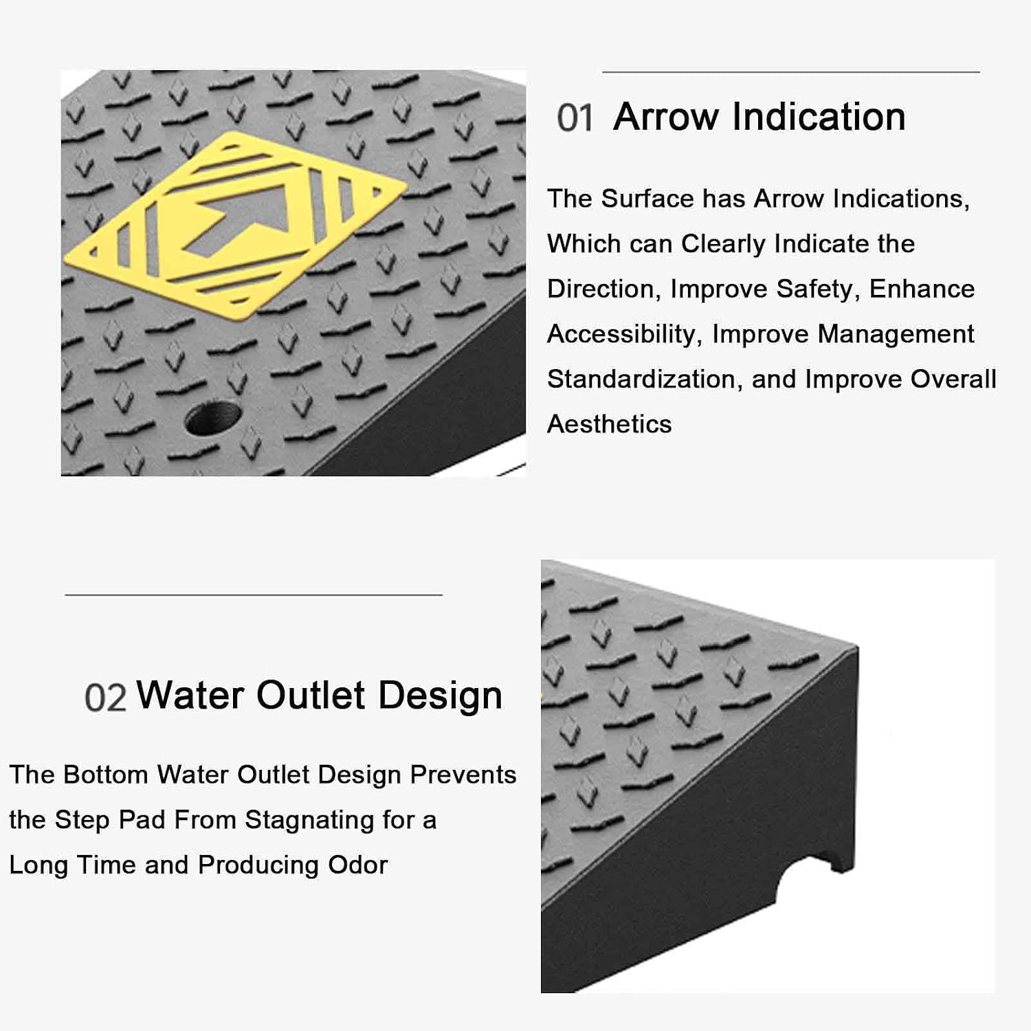 Car Ramps High Strength Rubber Material, Door Threshold Ramp Anti-Slip Surface and Hollow Grid at The Bottom, Water Channel Design for Cars, Wheelchairs(50x50x10cm/20x20x4in)