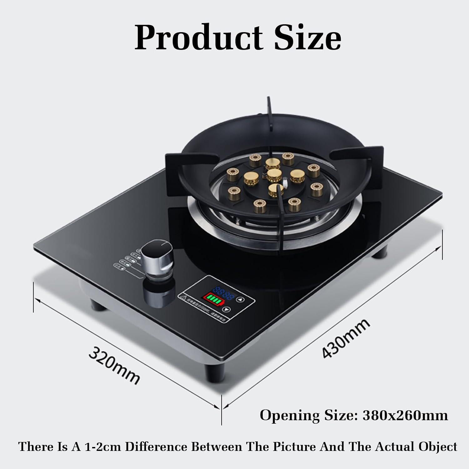 Gas Stove with 1 Burner,5.2KW Kitchen Counter Top Stove,Tempered Glass Cast Iron Pot Rack,Gas/LP Gas Conversion Stove,with Flameout Protection,for Home Kitchen(LPG)
