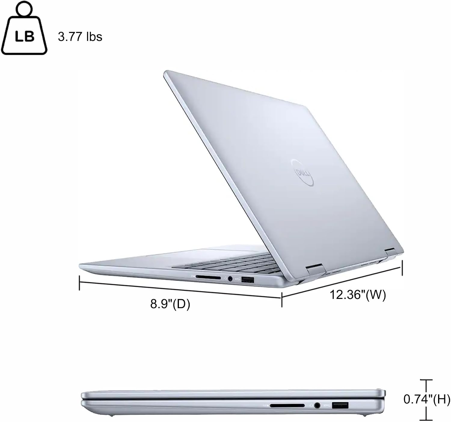 Dell Inspiron 14 7445 2-in-1 Laptop 14' WUXGA Comfortview Touch AMD 6-core Ryzen 5 8640HS (>i7-1355U) 32GB DDR5 2TB SSD Backlit for Designer Business Professional Work Win11Pro