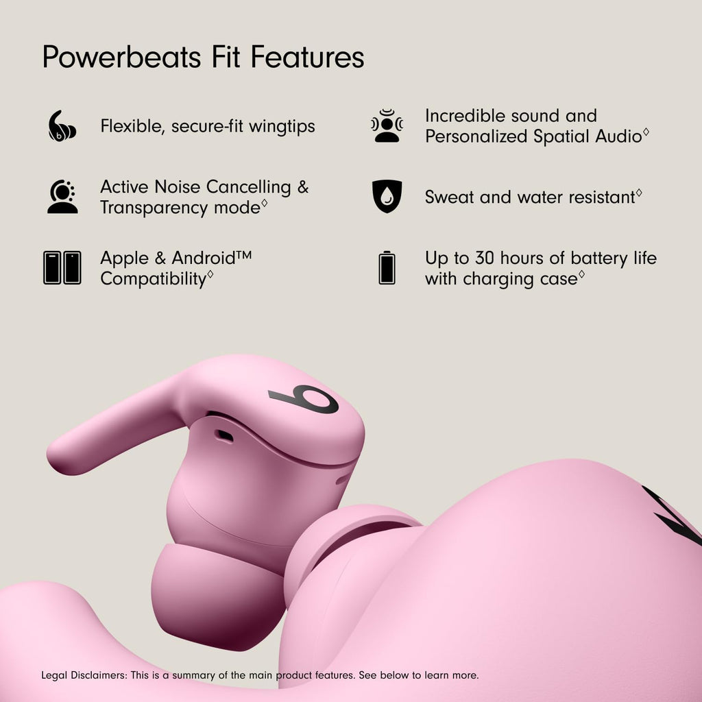 Beats Powerbeats Fit - Wireless Noise Cancelling Workout Earbuds with Secure-Fit Wingtips, Up to 30-Hour Battery Life, Sweat & Water Resistant, Apple & Android Compatible - Power Pink