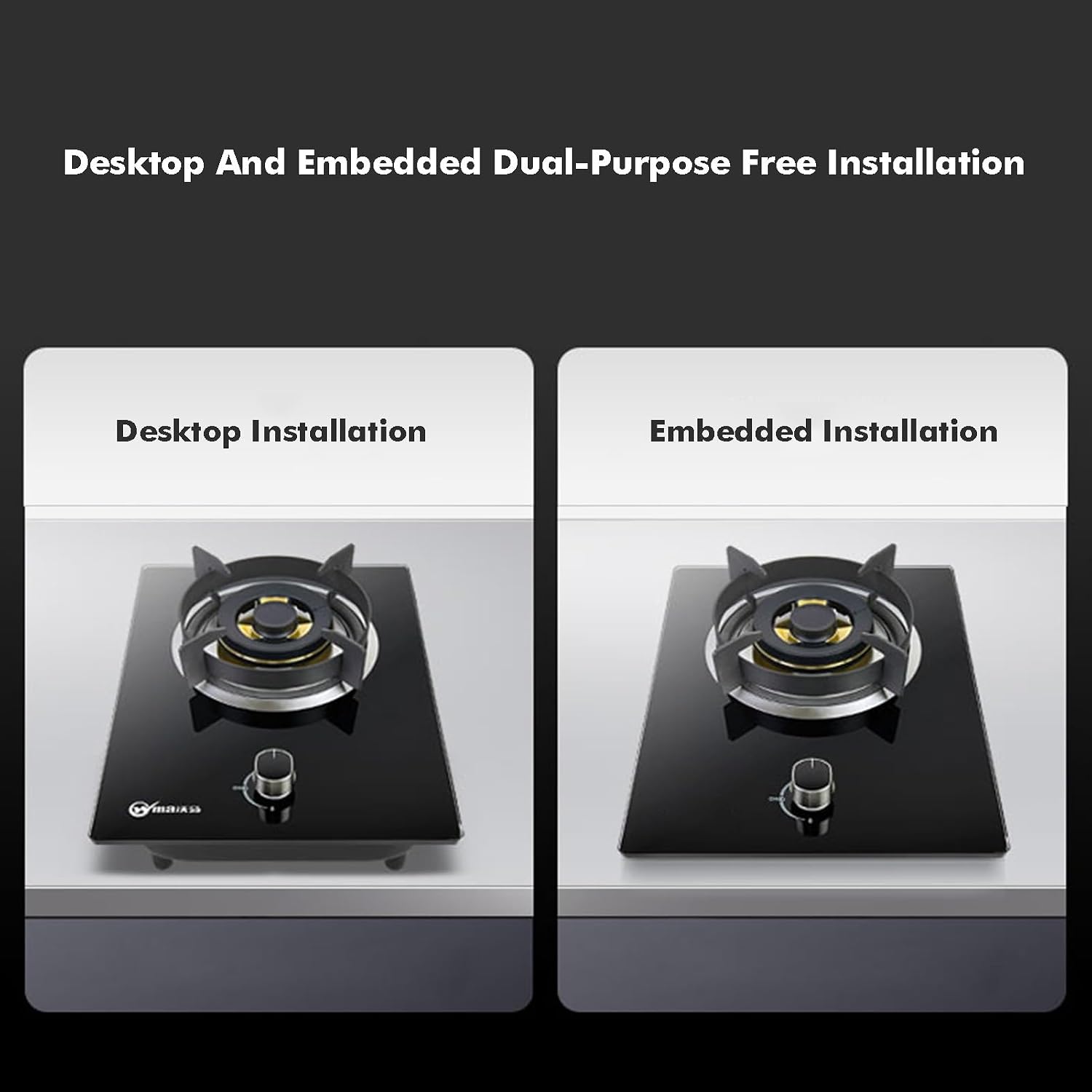 Single Burner Gas Stove,5.2kW Tempered Glass Auto Ignition,LPG/NG Cooktop,with Flameout Protection,for Camping RV Home Outdoor(NG)