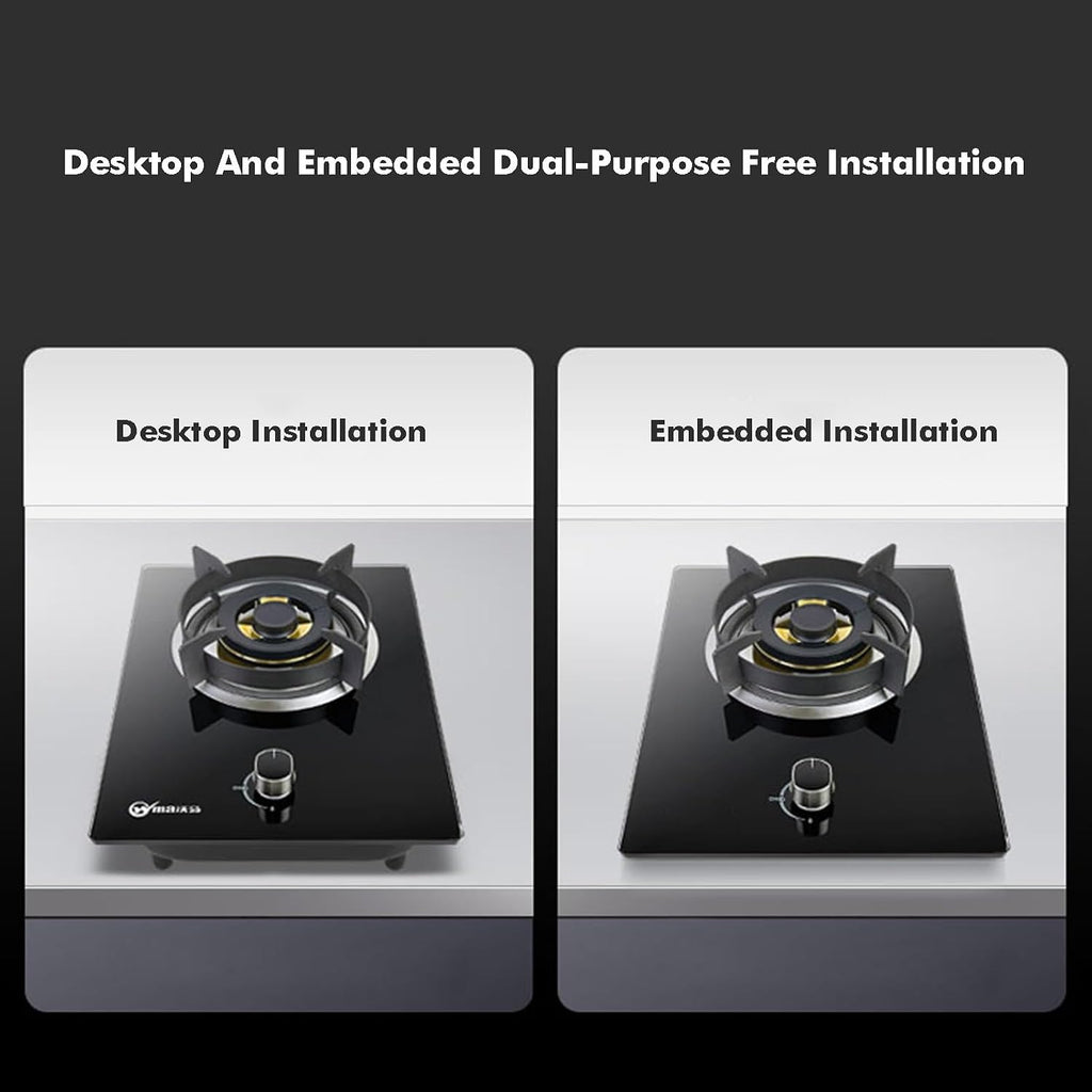 Single Burner Gas Stove,5.2kW Tempered Glass Auto Ignition,LPG/NG Cooktop,with Flameout Protection,for Camping RV Home Outdoor(LPG)
