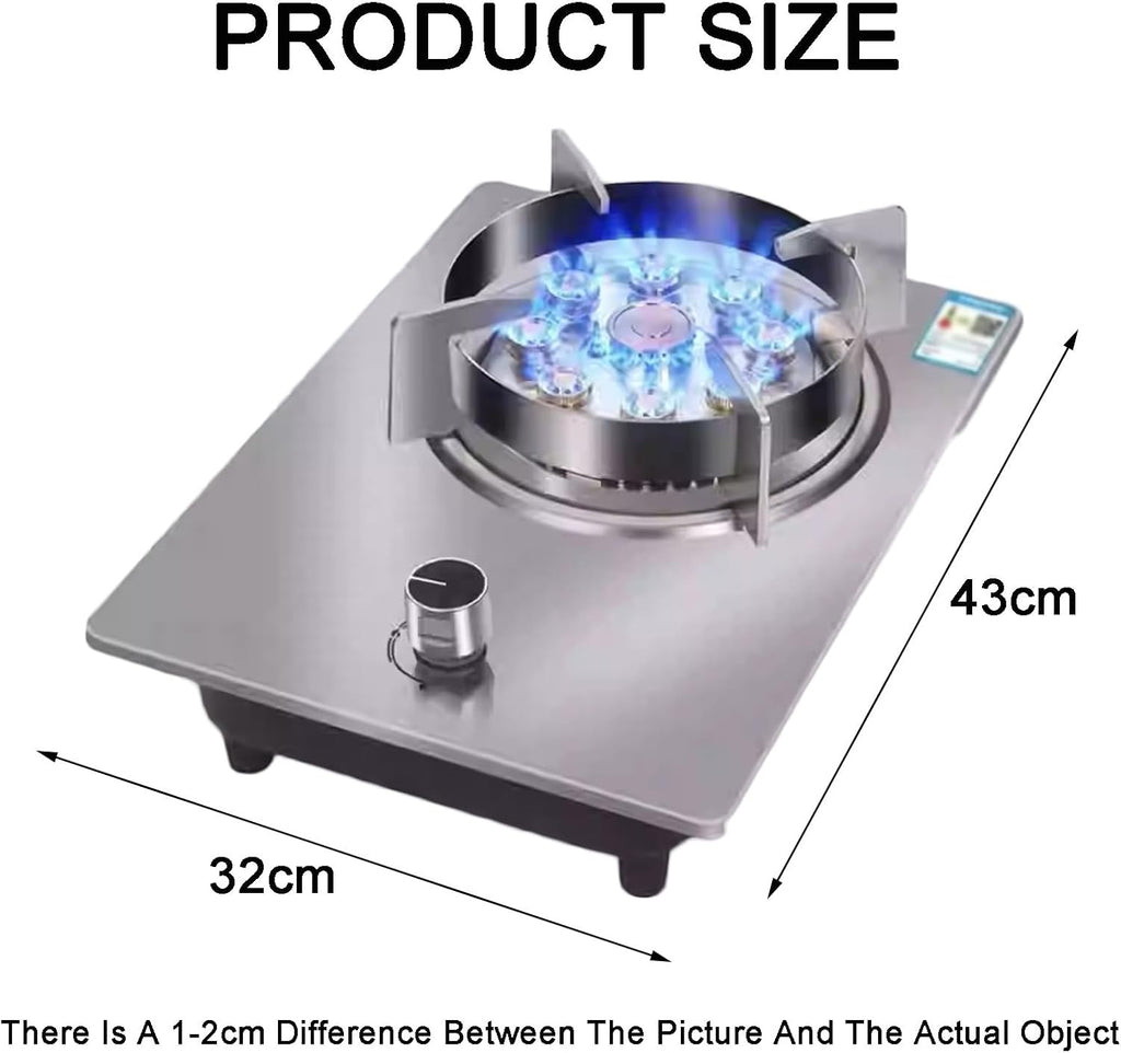 Gas Stove Single Burner,7.2KW Burner,Stainless Steel Cast Copper Pot Rack,NG/LPG Convertible Stove,Tabletop or Embedded Installation,with Flameout Protection(LPG)