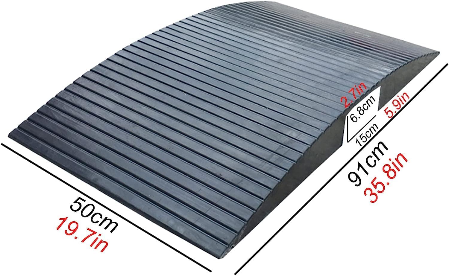 Curb ramp Bridge Ramp for Get in and Out of Houses, Rubber Threshold Ramps for Wheelchairs/Walkers, Non Slip Indoor Outdoor Patio Transition Ramp (Size : 50 * 91 * 8Cm(19.7 * 35.8 * 3.1Inch))