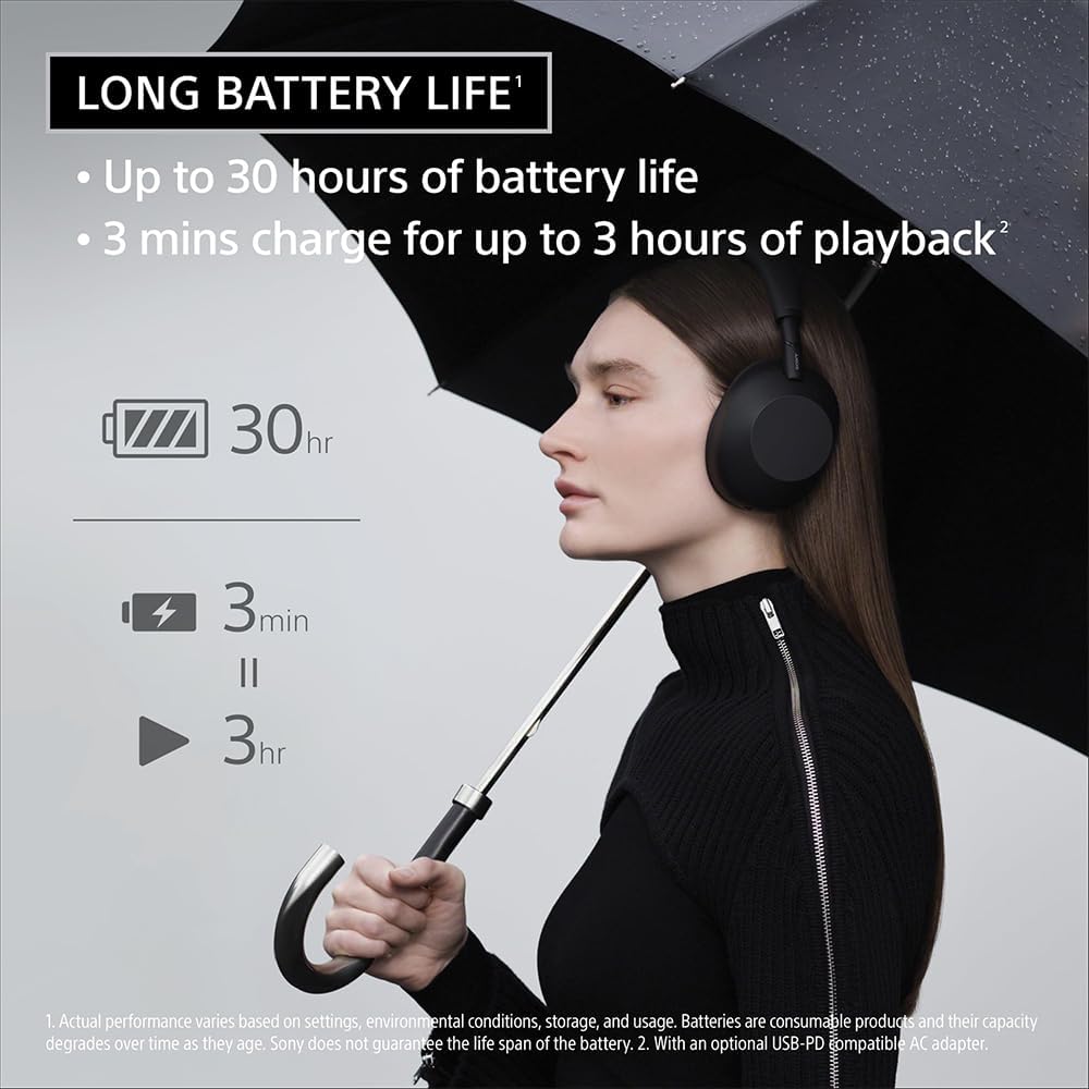 Sony WH-1000XM6/B Best Wireless Noise Canceling Headphones Black Bundle with Deco Gear Wood Headphone Display Stand Secure Tabletop Holder/Gaming Headset Hanger