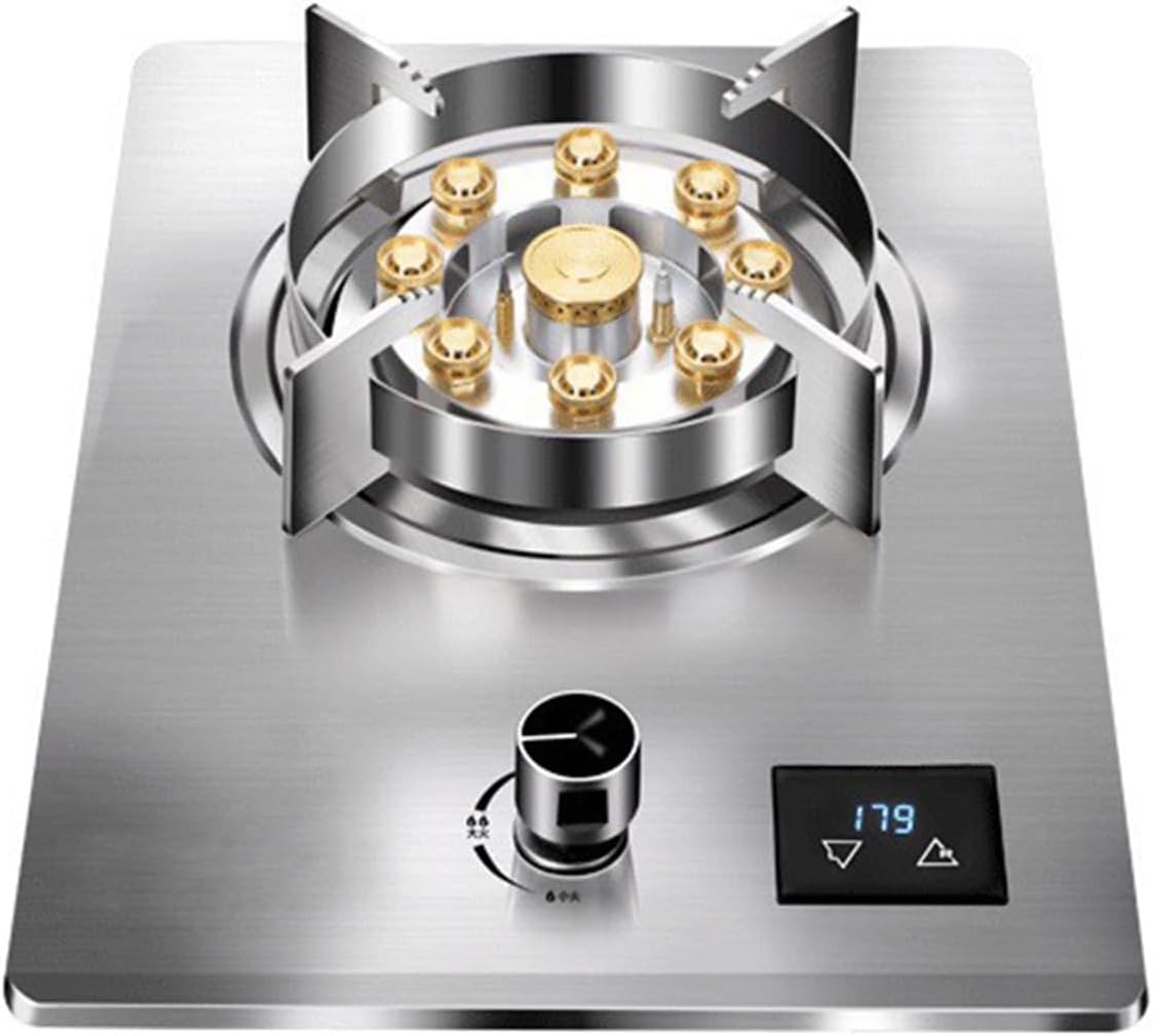 Gas Stove 1 Burner,7.2KW Nine-Cavity High-fire Timer,Gas/LP Gas Conversion Stove,Stainless Steel Indoor Regulators,with Flameout Protection,for Home Kitchen(LPG)
