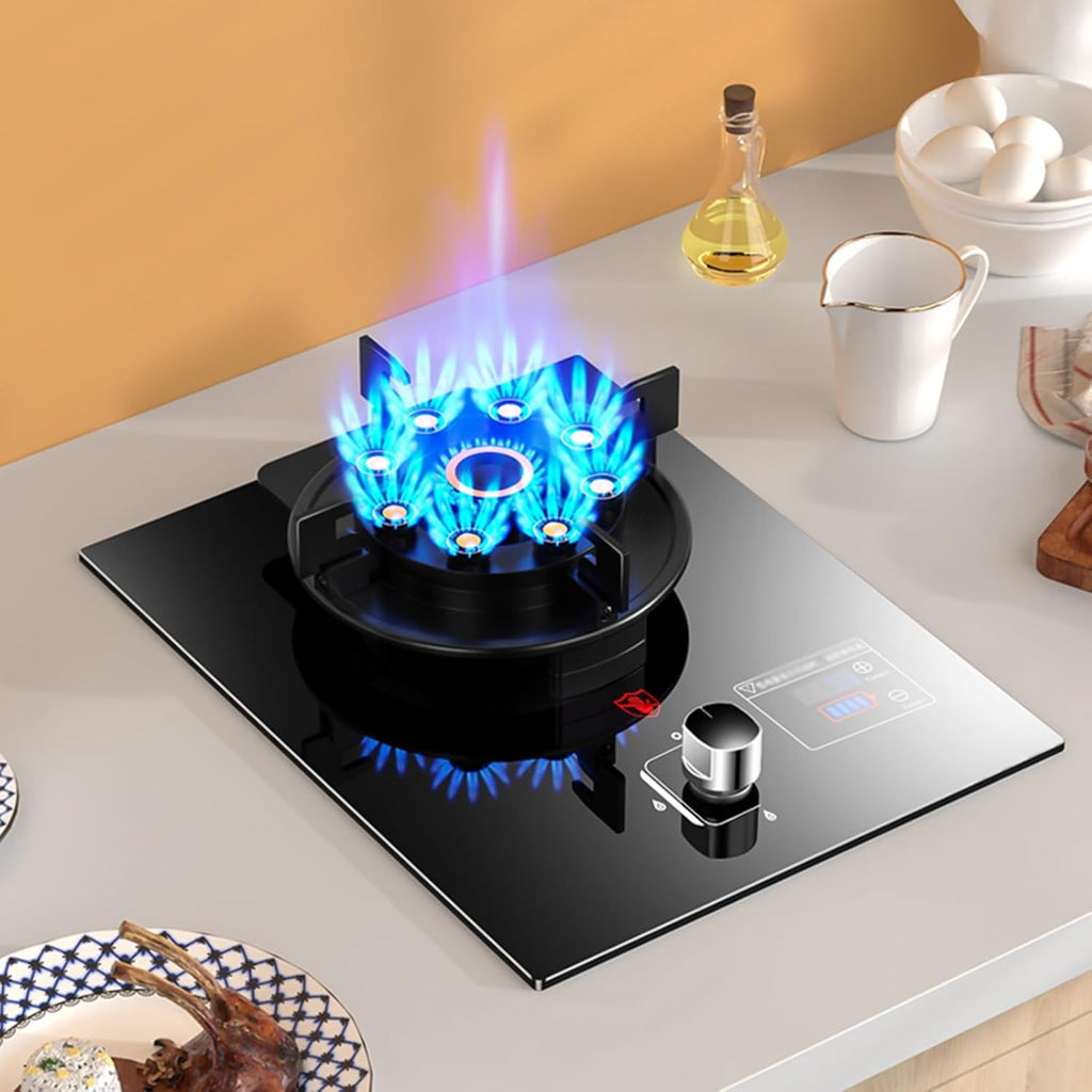Gas Cooker,Nine-Cavity 5.2kW Single-Burner gas Stove,Desktop Embedded,for Family Restaurants Food Stalls(NG)