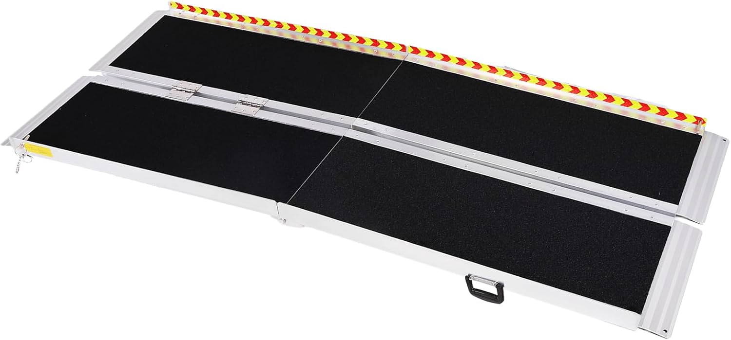 Handicap Ramp Folding Aluminum Door Threshold Wheelchair Ramp Wheel Chair Ramp for Home Steps Stairs Entry Threshold Doorways (6ft)