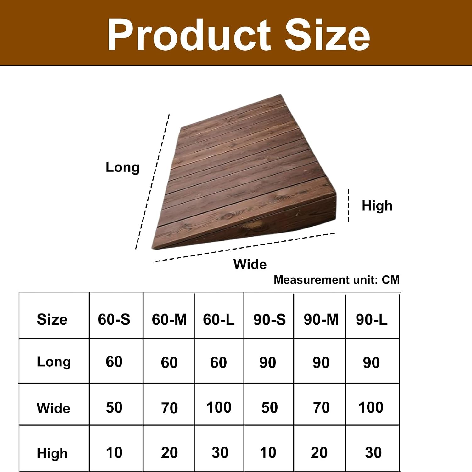 Aimery Door Threshold Ramp, Wooden Shed Ramp, Anti-Slip Ramps, Strong Load-Bearing Ramps, Threshold Ramp for Home Steps, Handicap Ramps for Home Entry(60-L)