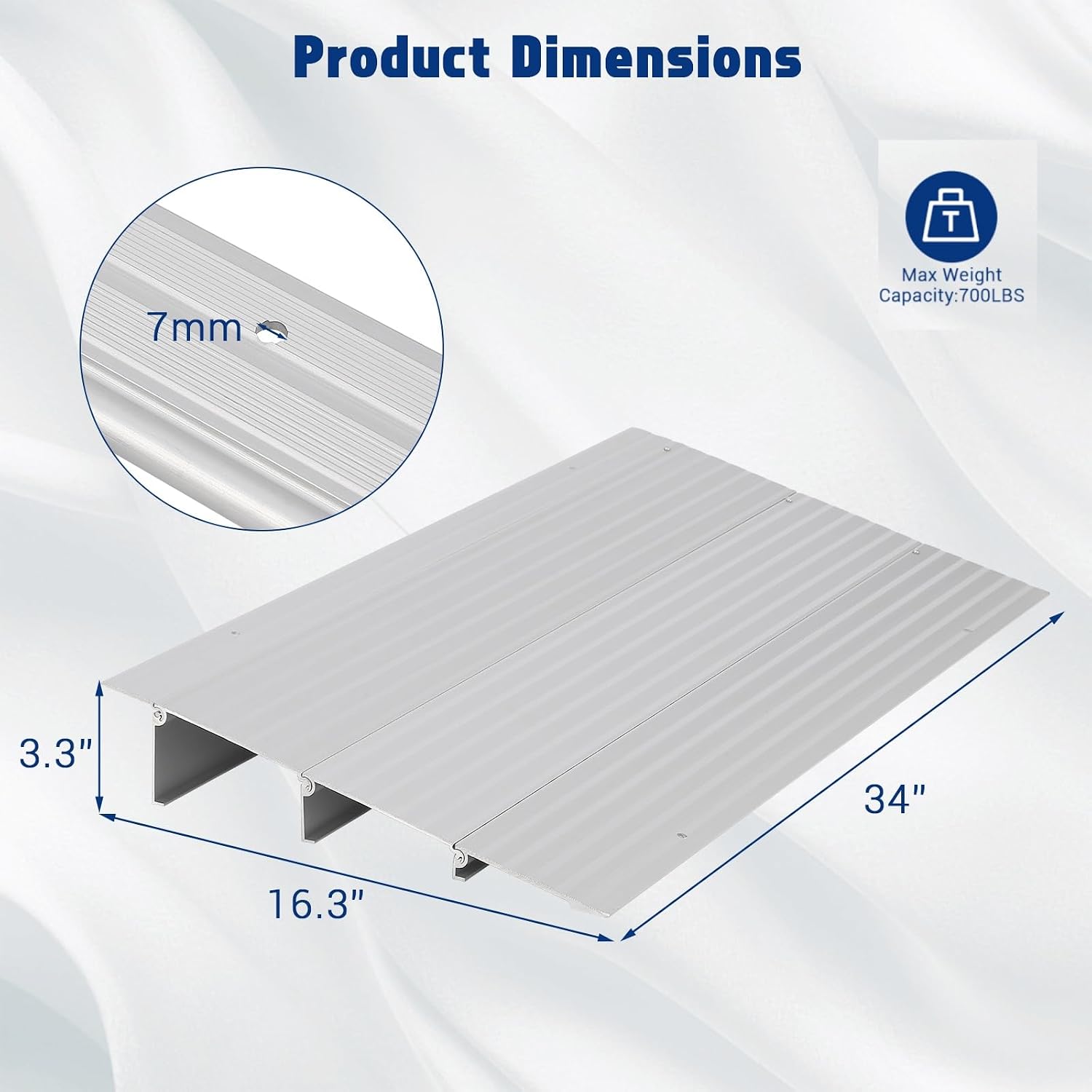3' Rise Door Threshold Ramp,Aluminum Alloy Entry Ramp for Wheelchair Scooters Power Chairs Walkers
